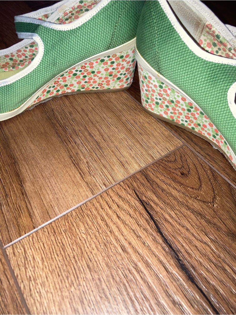 Keds Mint Green Floral Wedge shoe 70s style size 9.5 - Picture 5 of 7